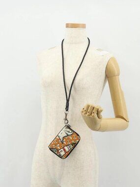 BURBERRY Coin Purse Neck Pouch PVC Beige Silve